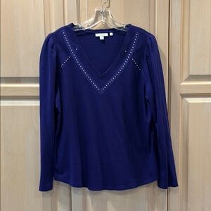 Chico's Purple Embellished Long Sleeve Blouse